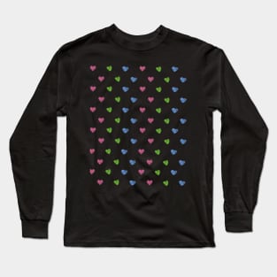 Pastel Hearts - Red, Green, Blue Long Sleeve T-Shirt